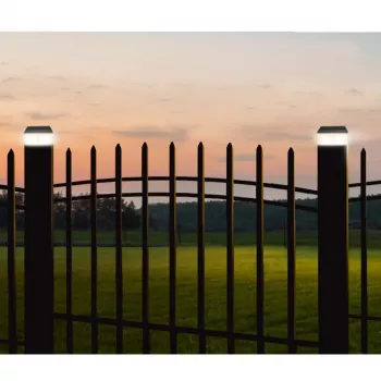 GB128 LED saulės energija maitinamas tvoros stulpo sodo žibintas, juodas - žalias mėlynas