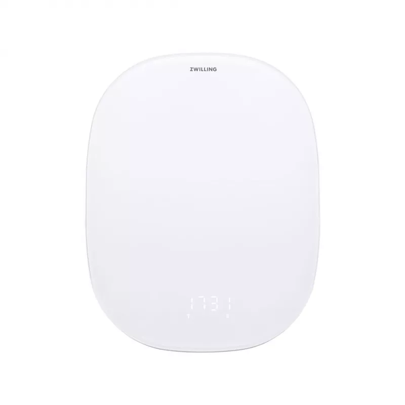 Elektroninė virtuvinė svarstyklė ZWILLING Enfinigy Sidabrinė Balta — 10 kg talpa, 1 g tikslumas, LCD ekranas