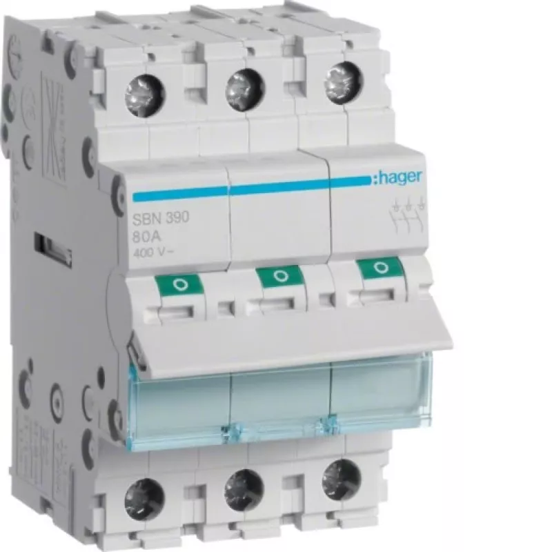 Grandinės pertraukiklis Hager SBN390 3 modulių 100A 440V
