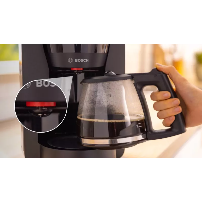 Drip coffee maker Bosch TKA2M113, 1.25 L vandens talpa, 15 puodelių, juoda