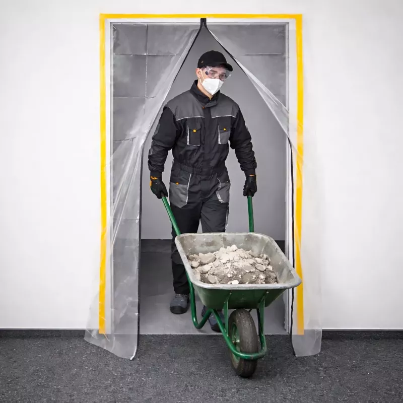 Dulkių barjeras durų remontui XXL, dulkių užuolaida 230x135 tiesi