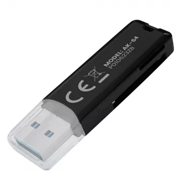 Kortelių skaitytuvas SAVIO AK-64 USB 3.2 Gen 1 Type-A išvestis, MicroSD lizdas, 5000 Mbit/s, juoda