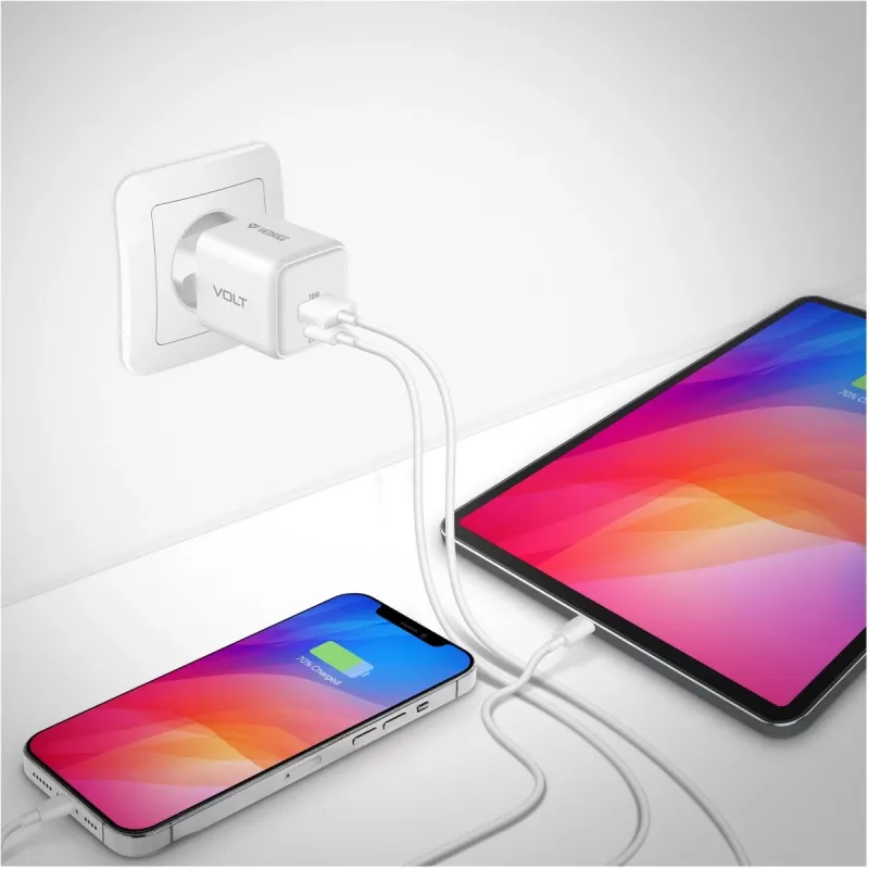 USB C/A tinklo įkroviklis YENKEE YAC G38 20W 3A Power Delivery (USB‑C ir USB‑A)