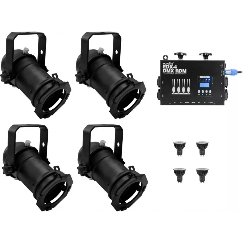 PAR-16 Spot Set EUROLITE dim2warm EDX-4 DMX RDM LED apšvietimo valdiklis (modelis 20000694)