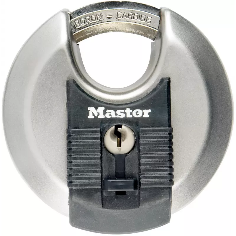 Discus pakabinama spyna MASTER LOCK 70 mm Excell nerūdijantis plienas, apgaubtas lankelis, rakinama skirtingais raktais