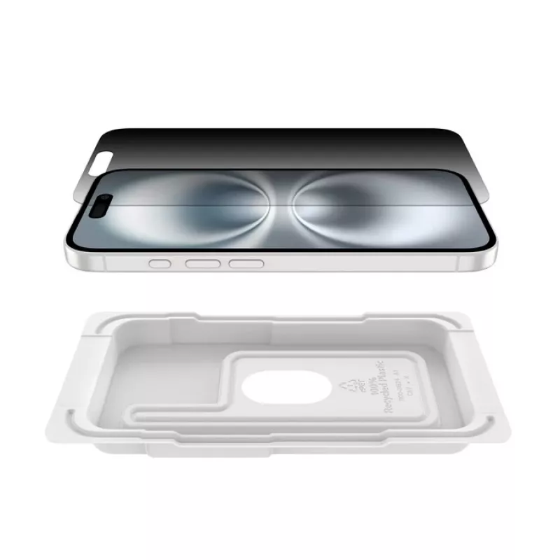 Ekrano apsauga Belkin ScreenForce, skirta iPhone 16, grūdintas stiklas, privatumo