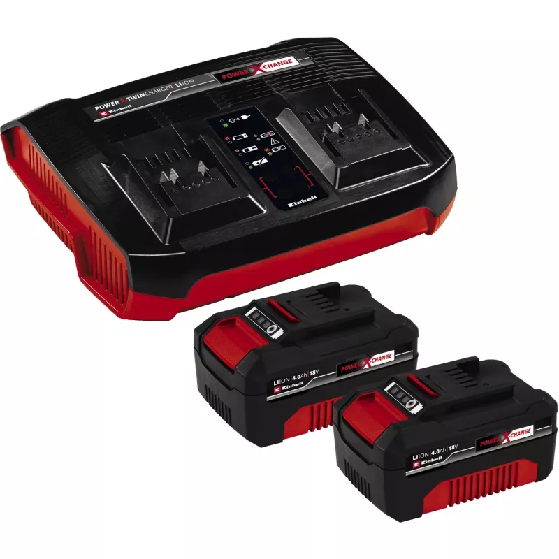 Akumuliatorių įkroviklio rinkinys Einhell 2x 4.0Ah Twincharger AC LED