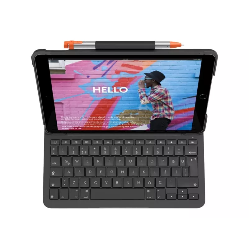 Logitech plonas Folio Pilka Bluetooth QWERTZ Swiss klaviatūra, skirta iPad