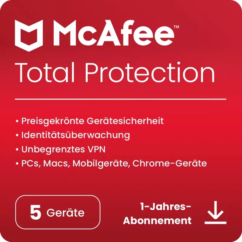 McAfee Total Protection - 5 įrenginiai, 1 metai - ESD-DownloadESD