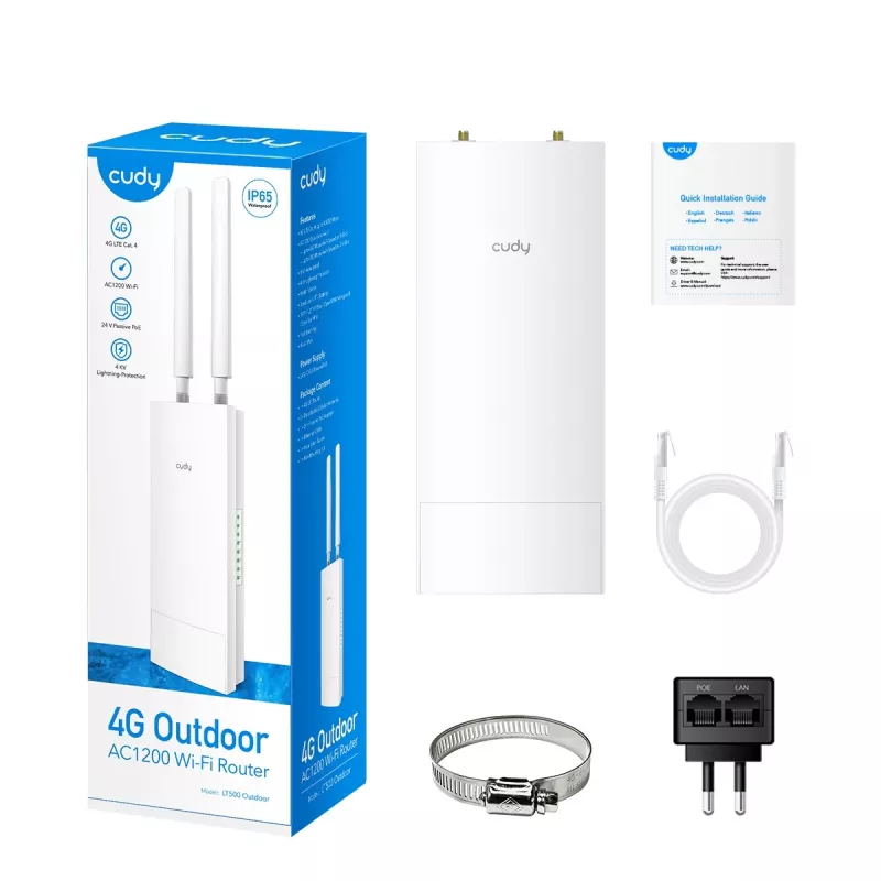 Cudy LT500 belaidis maršrutizatorius Fast Ethernet Dual-band (2,4 GHz / 5 GHz) 4G Baltas