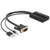 Vaizdo kabelio adapteris DeLOCK 62597 0.25 m HDMI A tipo jungtis, VGA (D-Sub), 3.5 mm ausinių lizdas, USB A tipo jungtis, juodos spalvos