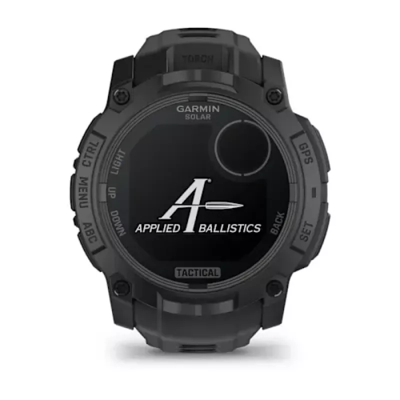 Išmanusis laikrodis GARMIN Instinct — 45 mm, 3,05 cm (1,2 col.) AMOLED 390×390 jutiklinis ekranas, 4 GB, GPS, silikoninis dirželis juodas, 53 g
