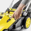 Už stūmoklinė vejapjovė Karcher LMO 3-18, baterija 18 V, pjovimo plotis 340 mm, skirta plotams iki 350 m², 25–60 mm aukštis