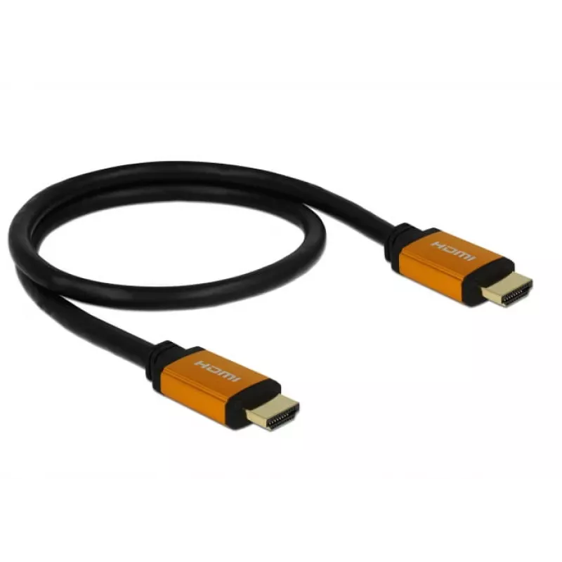DeLOCK - HDMI kabelis - HDMI (M) į HDMI (M) - 50 cm - triguba izoliacija - juoda, auksinė - 8K palaikymas