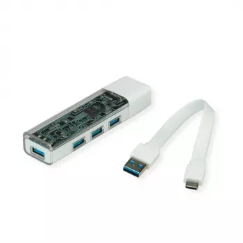ROLINE mobilus USB 3.2 Gen 1 šakotuvas, 4 prievadų, A ir C tipo jungties kabelis