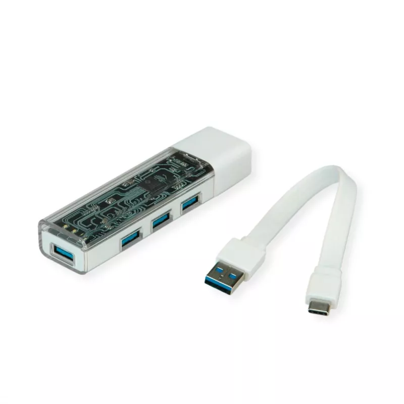 ROLINE mobilus USB 3.2 Gen 1 šakotuvas, 4 prievadų, A ir C tipo jungties kabelis