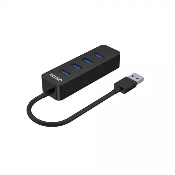 UNITEK uHUB Q4 USB 3.2 Gen 1 (3.1 Gen 1) Type-A 5000 Mbit/s juoda