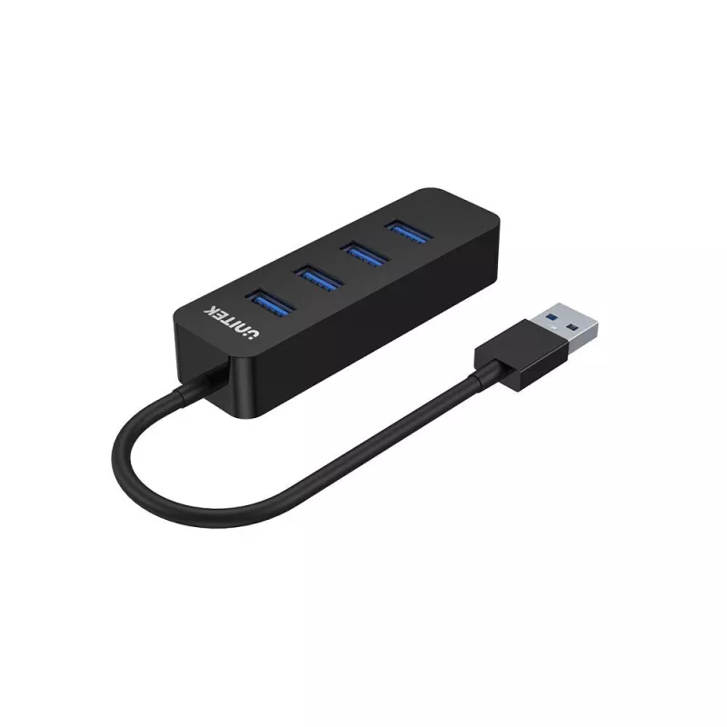 UNITEK uHUB Q4 USB 3.2 Gen 1 (3.1 Gen 1) Type-A 5000 Mbit/s juoda