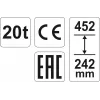 Mechaninis keltuvas YATO YT-17007, 20 000 kg keliamoji galia, kėlimo aukštis 24,2–45,2 cm, stūmoklis 150 mm, galvutė Ø45 mm, svoris 10,5 kg