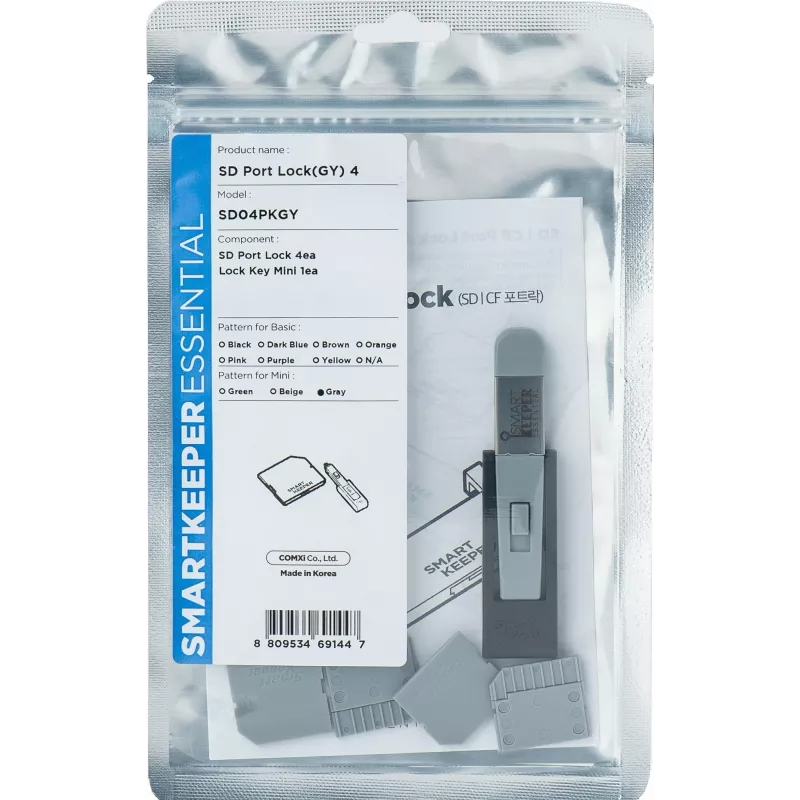 Prievado blokatorius Smartkeeper SD04PKGY pilkas plastikinis skirtas SD kortelių lizdams
