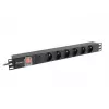 Maitinimo skirstymo įrenginys LANBERG PDU-06E-0200-BK — 6x E tipo lizdai, 16 A, 2 m kabelis, 1U stovas, 220–250 V