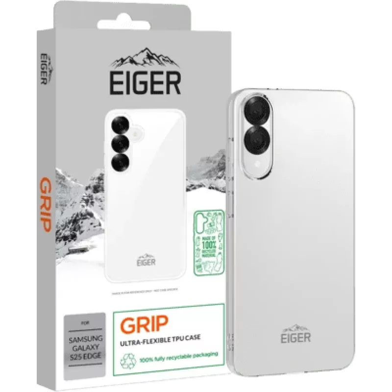 Apsauginis Eiger Grip dėklas Galaxy S25 Edge, permatomas, patvarus dizainas