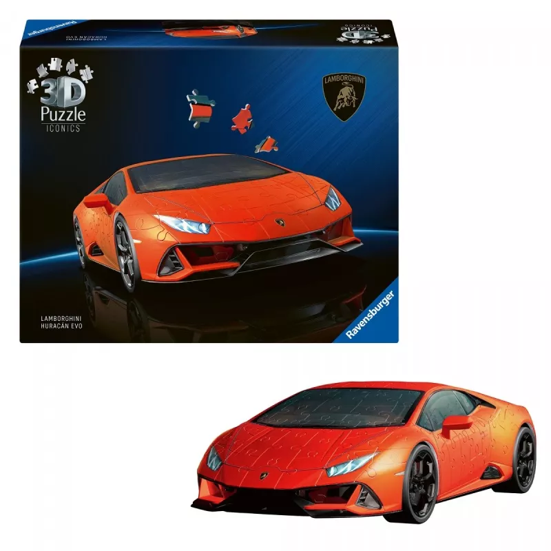 3D Puzzle Ravensburger Lamborghini Huracan EVO — 158 vnt., mastelio modelio konstrukcija
