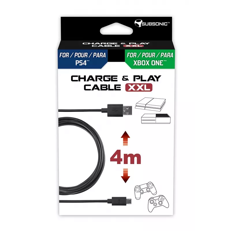USB laidas Subsonic SA5355 4 m USB 2.0 A į Micro-USB A, juodas