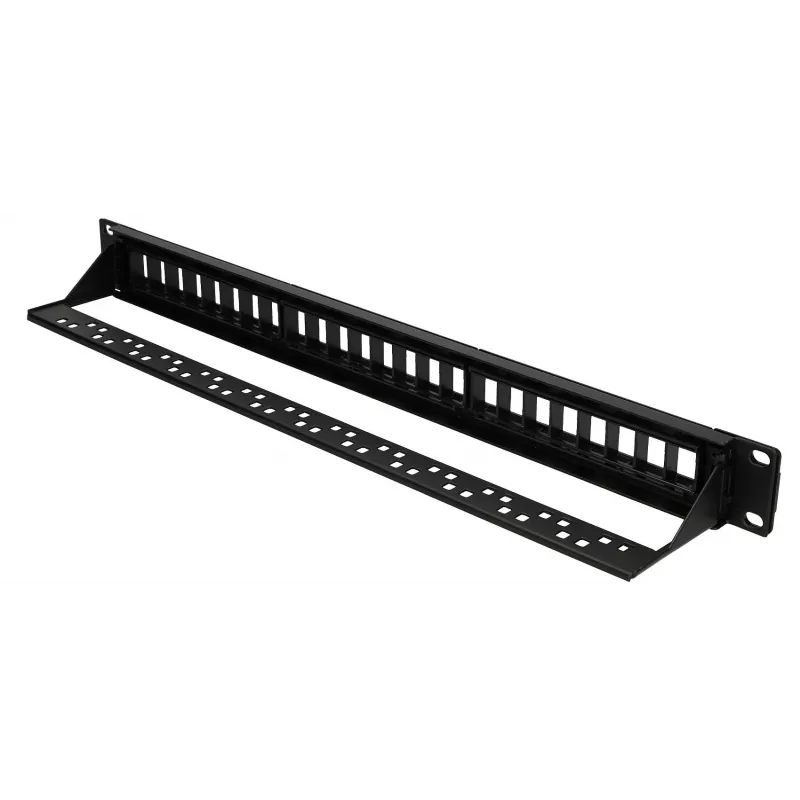 Patchpanel Extralink 24 prievadų U/UTP (UTP) modulinis, 1U, juodas, 482,6 mm plotis