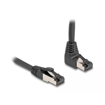 Tinklo kabelis DeLOCK RJ45 Cat.8.1 90° žemyn lenktas / tiesus 2 m juodas