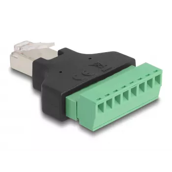 DeLOCK adapteris RJ45 kištukas > gnybtų blokas 8 kontaktų 2 dalių 3,81 mm