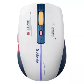 Belaidė žaidimų pelė DEFENDER MM-282 RF — abiem rankoms tinkama, optinė 1800 DPI, 5 mygtukai, USB, maitinama baterijomis