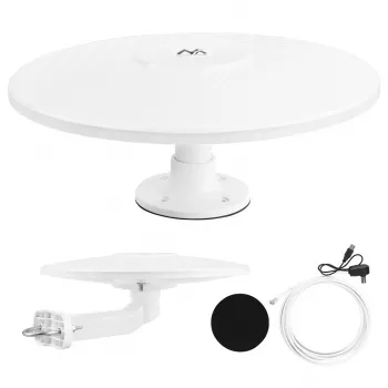 Viskryptė aktyvi DVB-T/T2 HEVC antena MACLEAN MCTV-104 — lauko tvirtinimas kemperiui, 174–230 & 470–698 MHz, USB 5V
