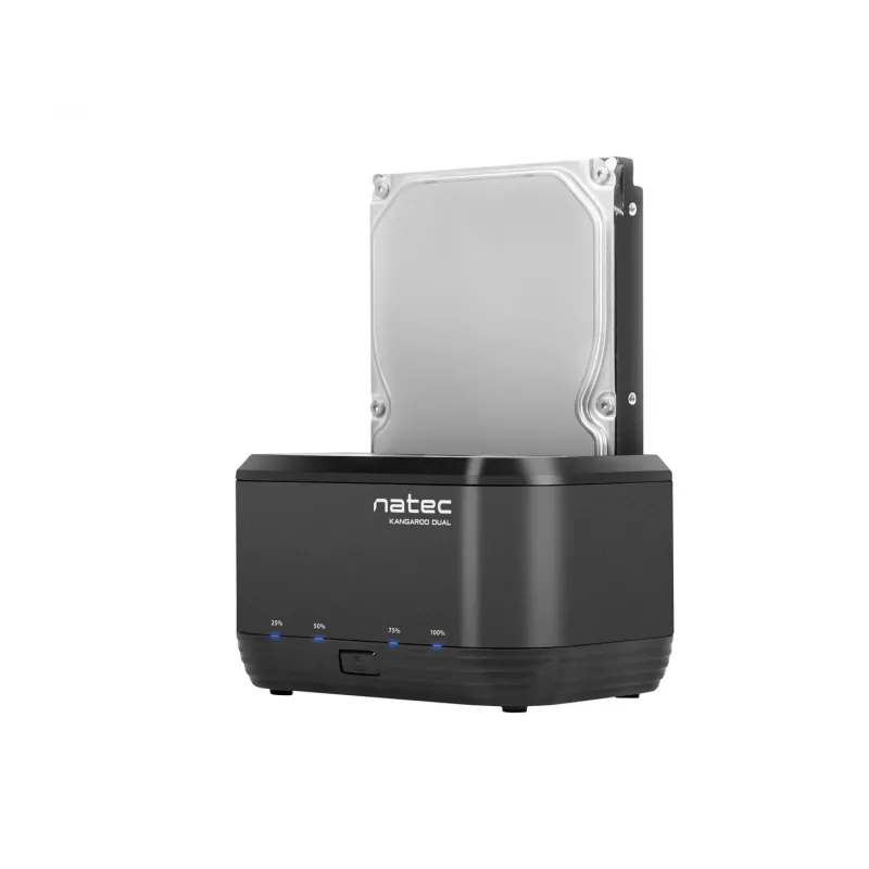 HDD prijungimo stotelė 2,5/3,5 USB 3.0 Natec Kangaroo Dual, klonavimo funkcija, maitinimo adapteris