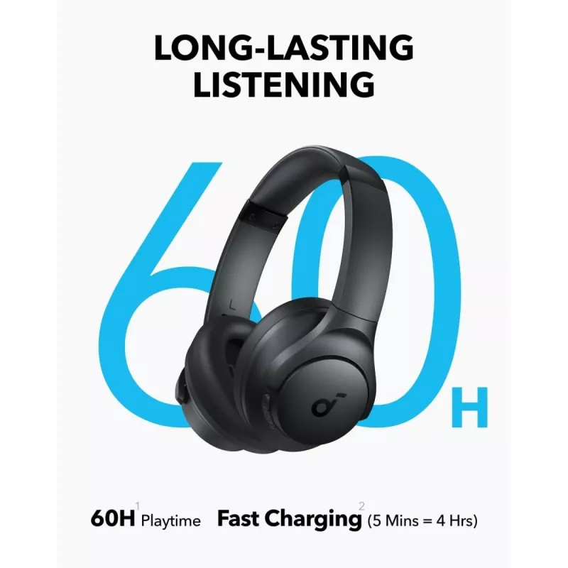Ant ausies dedamos ausinės Anker Soundcore Q11i, Bluetooth 5.0, iki 20 val. baterija, įmontuotas mikrofonas, tamsiai pilkos