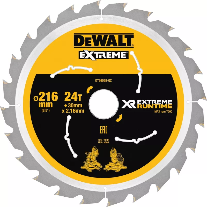 Pjūklo diskas DeWALT XR FlexVolt 216 mm x 30 mm 24T