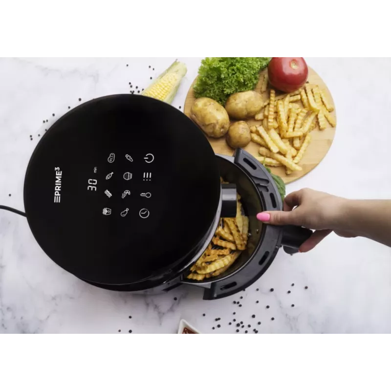 Oro gruzdintuvas PRIME3 SAF31 – 2,5 l, 1200 W, karšto oro gruzdintuvas be riebalų, juodas