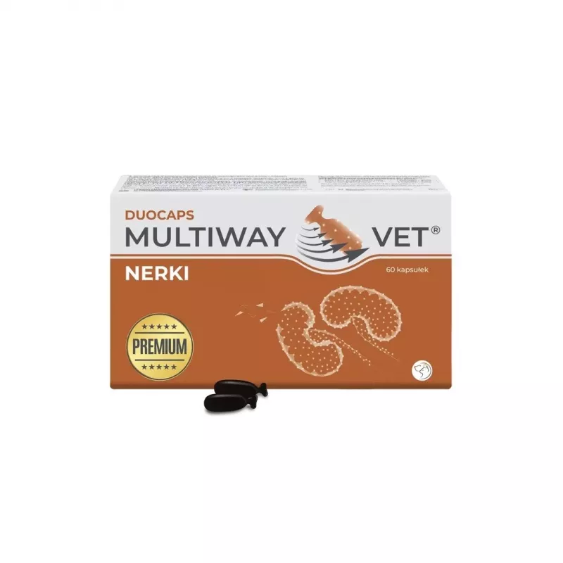 Maisto papildo kapsulės JM Sante Multiway Vet Duocaps Inkstai šunims ir katėms, 60 vnt., 150 g kartoninė pakuotė