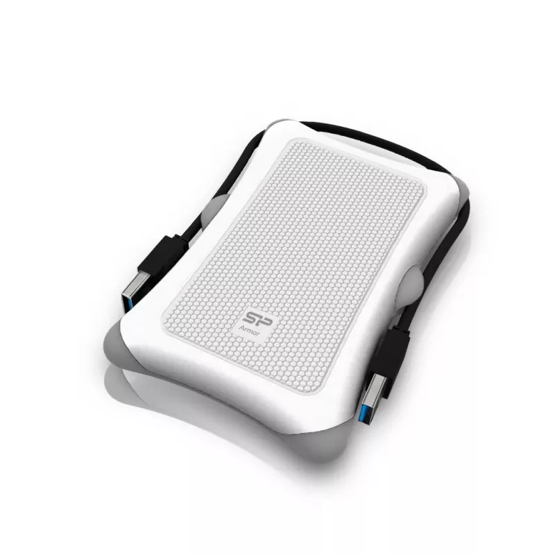 Išorinis HDD Silicon Power Armor A30 2TB 2,5 colio USB 3.2 Gen 1, baltas, atsparus smūgiams, 256 bitų AES