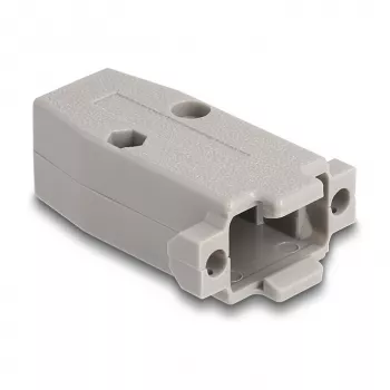 Kabelio apvalkalas DELOCK D-Sub plastikinis korpusas 9 kontaktų kištukui/lizdui su guminiais tarpikliais, pilkas, 31,2×47,9×16,6 mm