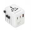 Kelioninis maitinimo adapteris GEMBIRD TPA-1A2C20-01-W — 20 W, USB-A (18 W) + 2× USB-C (20 W), Type E kištukas, baltas