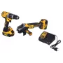 Elektrinių įrankių rinkinys DeWALT DCK2080P2T-QW — 18V Li‑Ion 5Ah (2x), DCG405 kampinis šlifuoklis, gręžtuvas/suktuvas, M14 šlifavimo disko sriegis, nešiojimo dėklas