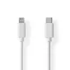 Nedis Lightning kabelis - USB 2.0 | Apple Lightning 8 kontaktų | USB-C™ kištukas | 480 Mbps | nikeliuotas | 1,00 m | Apvalus | PVC | Balta | Etiketė