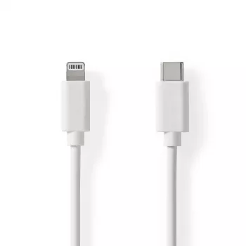 Nedis Lightning kabelis - USB 2.0 | Apple Lightning 8 kontaktų | USB-C™ kištukas | 480 Mbps | nikeliuotas | 1,00 m | Apvalus | PVC | Balta | Etiketė