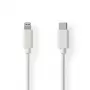 Nedis Lightning kabelis - USB 2.0 | Apple Lightning 8 kontaktų | USB-C™ kištukas | 480 Mbps | nikeliuotas | 1,00 m | Apvalus | PVC | Balta | Etiketė
