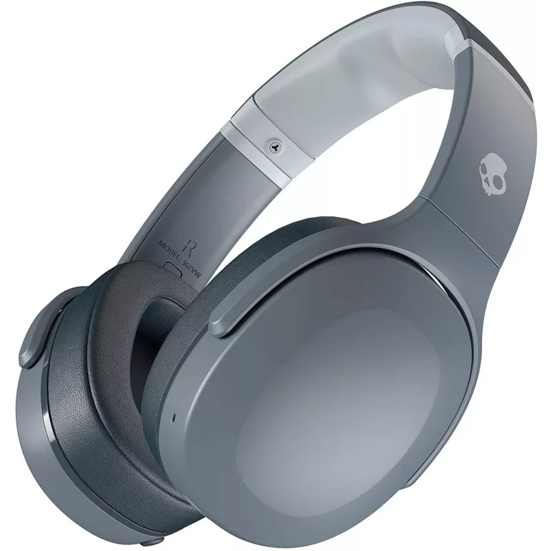 Ausinės Skullcandy Crusher Evo — laidinės ir Bluetooth, pilkos, 40 h atkūrimo, USB-C, AUX, sulankstomos