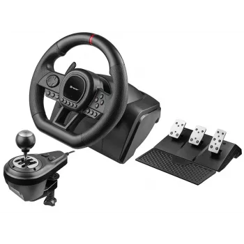 Mechaninė pavarų perjungimo svirtis TRACER TRAJOY47345 — laidinis „6-in-1“ simuliatorių lenktynininko valdiklis, 1,8 m laidas, juoda, ergonomiška neslystanti rankena, 270° pasukimas