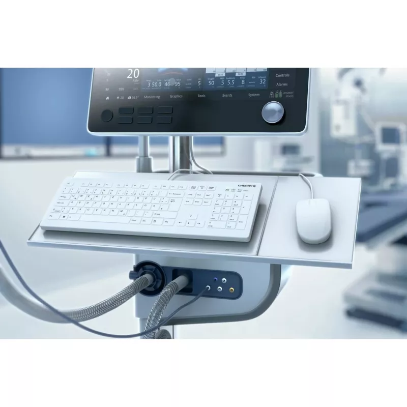 Contour Design Active Key Contour QuickClean medicininė klaviatūra su nuimamu dangteliu, pilno dydžio, laidinė, balta, DE C8112
