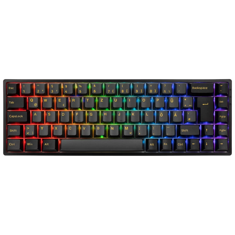 AKKO 3068B Plus Juoda&Gold belaidė žaidimų klaviatūra, mechaninė, RGB - V3 Cream Geltona, ISO (DE), juoda