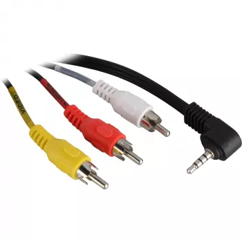 Wentronic Goobay 3,5 mm lizdo / RCA adapterio laidas, 1,5 m - 3,5 mm kištukas (4 kontaktų, stereofoninis) 90° > 3x RCA kištukas (50209)